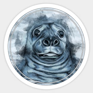 Cute seal in ocean, watercolor sealife art Sticker